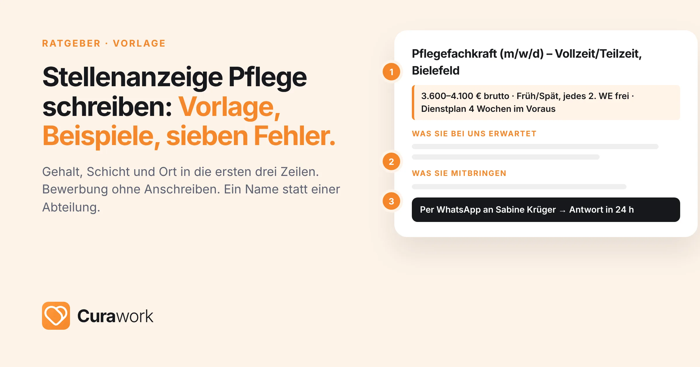 Stellenanzeige für die Pflege schreiben: Gehalt, Arbeitszeit und Ort gehören in die ersten drei Zeilen
